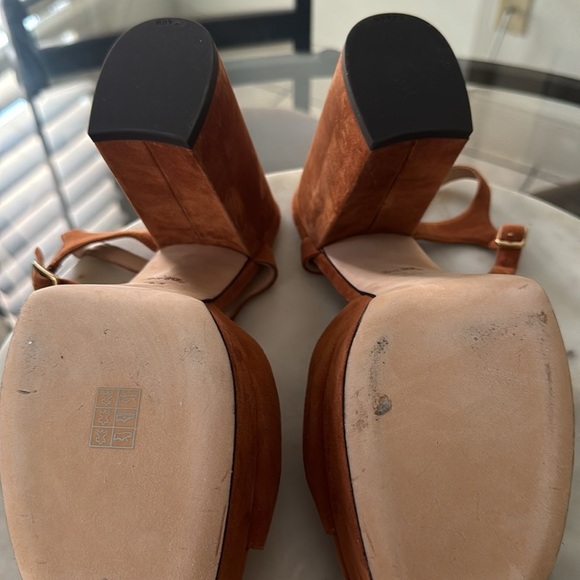 COACH Nicolette Platform Sandals Retro burnished amber chunky block heels Sz 9.5 - Picture 15 of 16